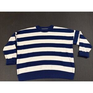 Vineyard Vines Open-Knit Crew Sweater Navy White Striped Sweater Women's Size XL